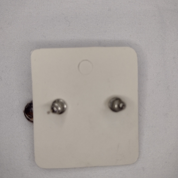 Silver Red Christmas Reindeer Stud Earrings - Picture 2 of 2